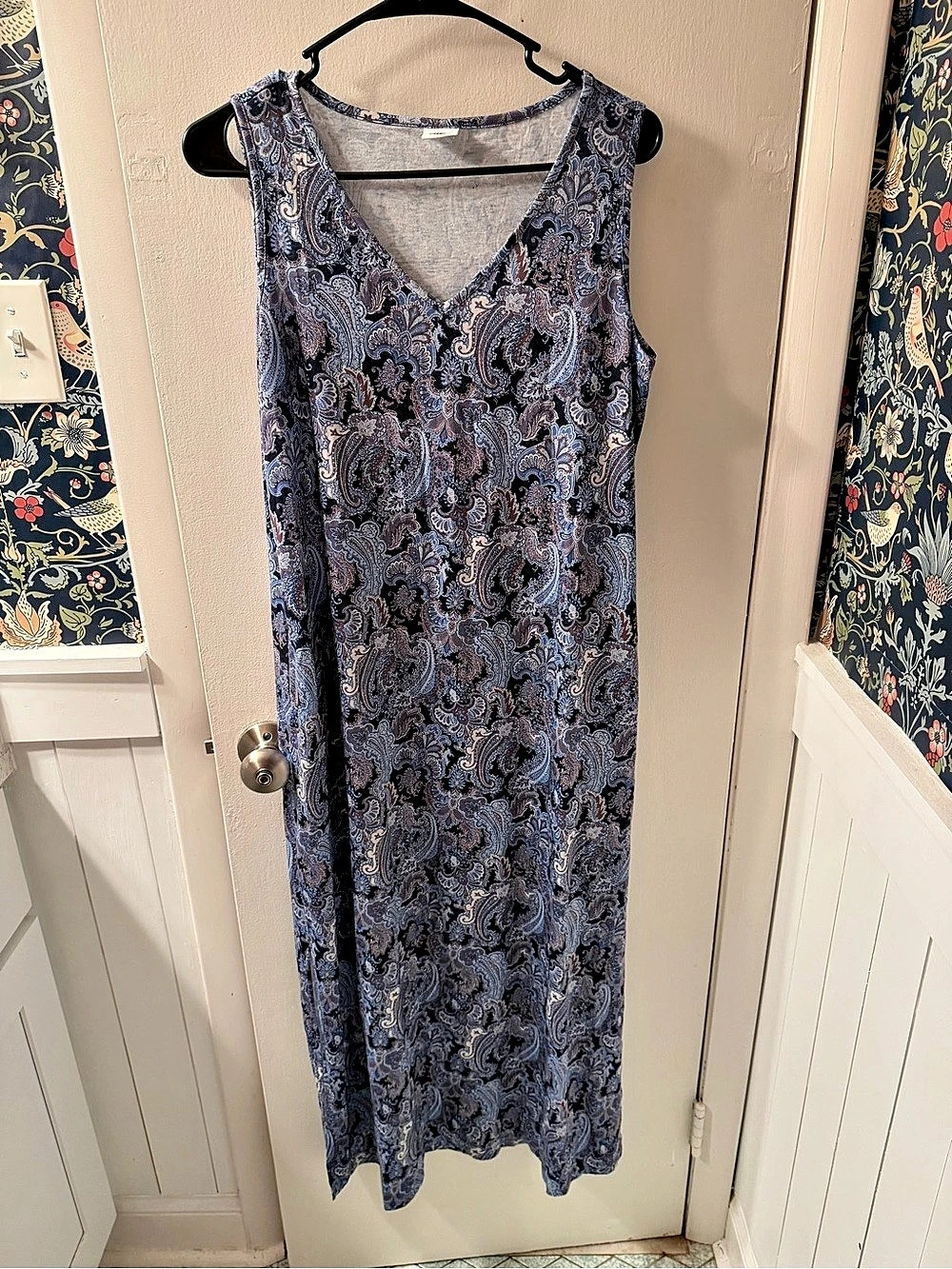 XIEERDUO Paisley Maxi Dress in Blue & Pink Size Medium